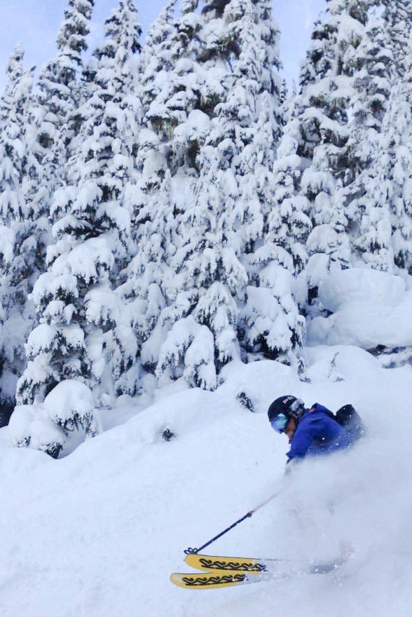 Shredding through the fresh snow on Blackcomb