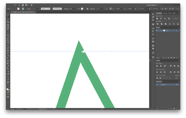 The triangle in outline and normal view with the middle of my three points deleted.